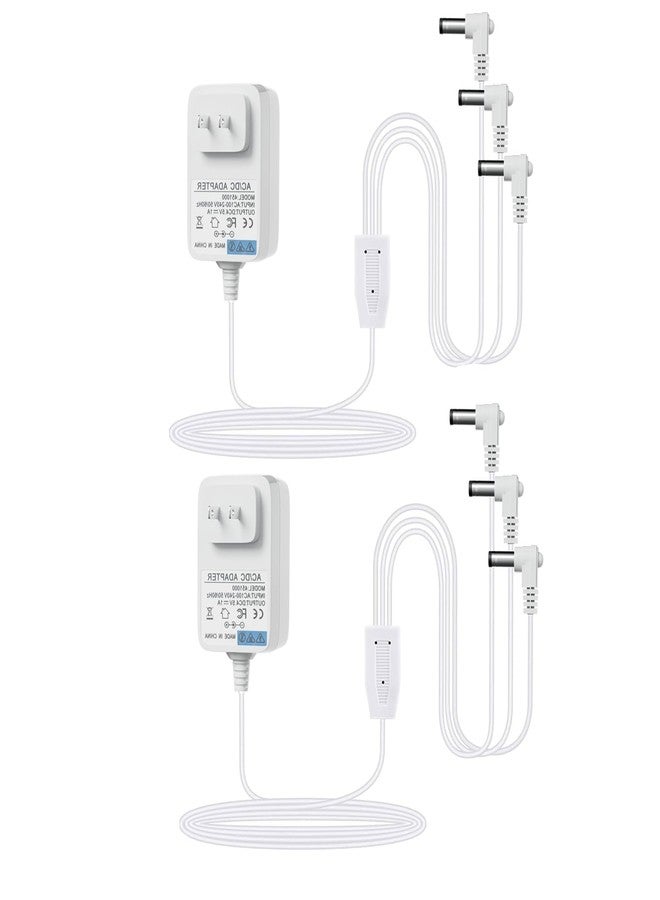 nvmw 4.5V AC/DC White Power Adapter for Lemax Lighted Village Accessory,Compatible with Lemax#94563 94564 74707 74295 84428 94565 94566 94527 for Christmas Micro Lighting Building Decoration(3 Output,2PCS) - Image 1